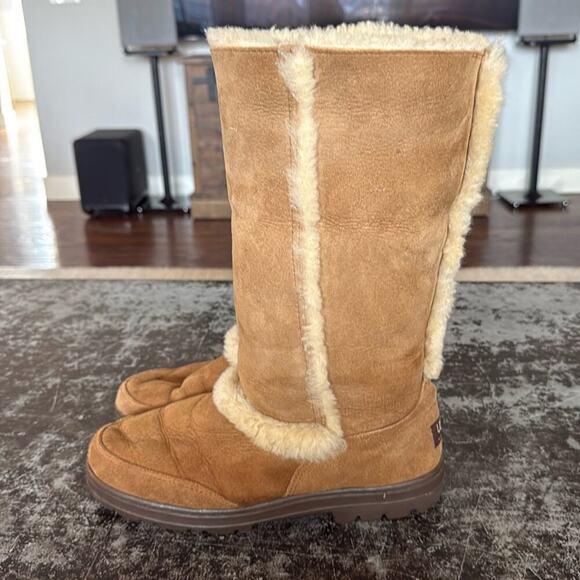 UGG Austrailia Sunburst Tall Leather/Shearling Boots Size 10 - Picture 1 of 7